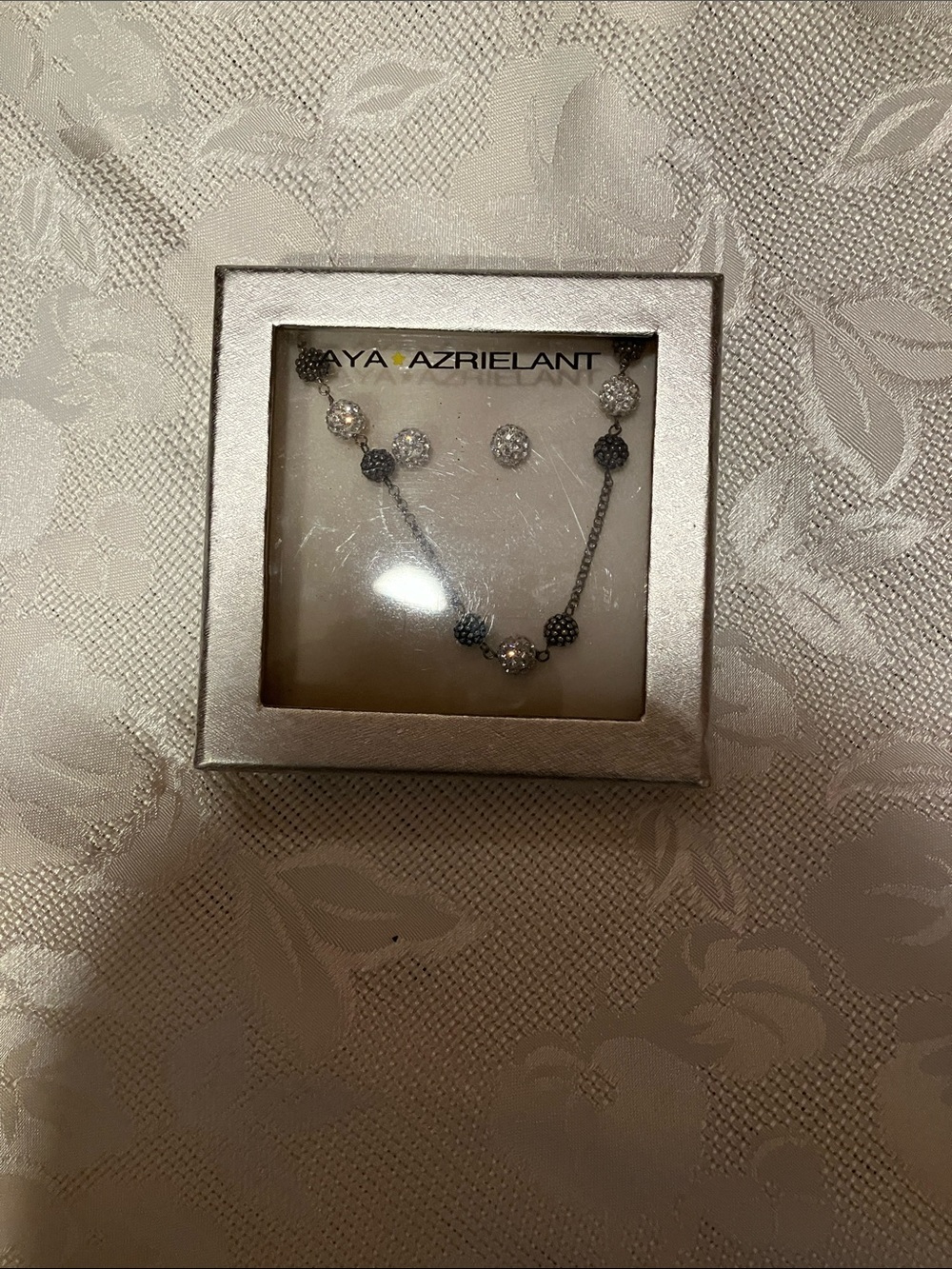 Silver and Black Bead Necklace & Earring Set